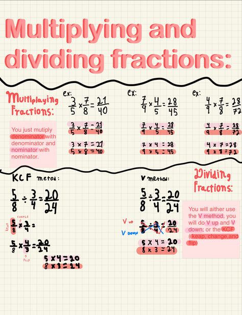 Multiplying And Dividing Fractions, Dividing Fractions, Multiplying Fractions, Revision Notes, Math Methods, Study Notes, Vision Board, Quick Saves