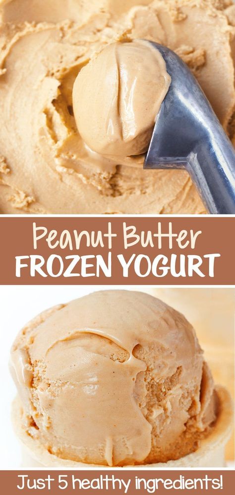 Homemade Frozen Yogurt, Frozen Yogurt Recipes, Healthy Ice Cream Recipes, Yogurt Ice Cream, Ice Cream Maker Recipes, Homemade Ice Cream Recipes, Healthy Ice Cream, Healthy Peanut Butter, Yogurt Recipes