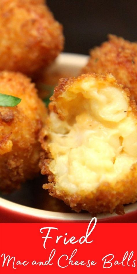 Make use of leftover mac & cheese with this easy deep fried mac & cheese balls recipe! These poppable treats make the perfect appetizer for game day. #friedmacandcheese #appetizer #macandcheese Mac Cheese Balls, Fried Mac And Cheese Balls, Fried Mac N Cheese, Mac And Cheese Balls, Fried Mac N Cheese Balls, Cheese Balls Recipe, Mac N Cheese Balls, Fried Mac And Cheese, Homemade Appetizer