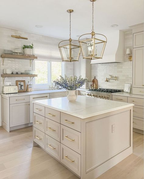 Cream Kitchens, Greige Kitchen Cabinets, Taupe Kitchen Cabinets, Off White Kitchen Cabinets, Greige Kitchen, Cream Kitchen Cabinets, Taupe Kitchen, Timeless Kitchen Design, Cream Kitchen