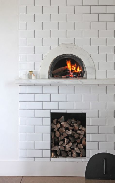 wood burning oven! In California Wine Country, A Modern Farmhouse for a Brit and a Texan - Remodelista Wood Fire Oven, Indoor Pizza Oven, Pizza Oven Fireplace, Fire Oven, Oven Fireplace, Oven Design, Wood Burning Oven, Indoor Kitchen, Rustic Ideas