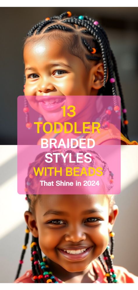 toddler braided hairstyles with beads Toddler Braids With Beads, Toddler Hairstyles Girl Black, Braids For Toddlers, Braid Styles For Kids, Toddler Braided Hairstyles With Beads, Toddler Braid Styles, Braided Hairstyles With Beads, Cute Pigtails, Hairstyles With Beads