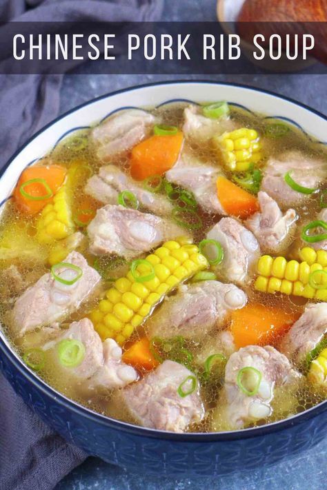 A nourishing dish that's simple to prepare and lightly seasoned, Chinese pork rib soup warms both your body and heart. Vietnamese Pork Rib Soup, Vietnamese Pork Soup, Chinese Pork Soup Recipes, Pork Ribs Soup Recipes, Beef Rib Soup Recipes, Pork Shoulder Soup, Pork Rib Stew Recipe, Rib Soup Recipe, Pork Ribs Soup