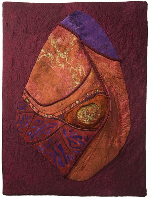 Karen Kamenetzky Fiber Wall Hanging, Leaves Fabric, Raw Edge Applique, Textile Fiber Art, Fibres Textiles, Hand Dyed Fabric, Silk Dyeing, Silk Wool, Wet Felting