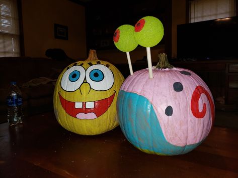 Gary Pumpkin, Spongebob Pumpkin Carving, Spongebob Pumpkin, Gary From Spongebob, Spongebob Theme, Funny Pumpkin Carvings, Pumpkin Stencils Free, Halloween Pumpkin Crafts, Pumpkin Decorating Contest