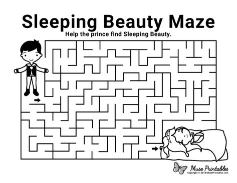 Sleeping Beauty Activities, Daycare Worksheets, Free Printable Mazes, Mazes For Kids Printable, Maze Activity, Fractured Fairy Tales, Maze Book, Printable Mazes, Fairy Tale Theme