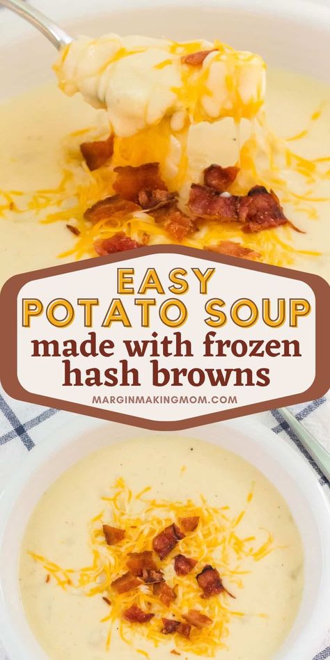 Potatoes Soup With Hashbrowns, Easy Potatoes Soup Recipes, Easy Potato Soup Hashbrowns, Hashbrown Baked Potato Soup, Crockpot Shredded Potato Soup, Crockpot Potato Soup Made With Frozen Hashbrowns, Crockpot Potato Soup Frozen Hashbrowns, Potatoe Soup Recipe Crock Pot Hashbrowns, Crock Pot Frozen Potato Soup