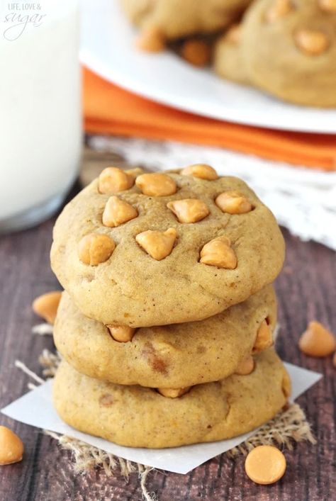 Pumpkin Butterscotch Cookies, Butterscotch Chip, Butterscotch Chip Cookies, Pumpkin Butterscotch, Life Love And Sugar, Pumpkin Sheet Cake, Butterscotch Cookies, Pumpkin Cookie, Pumpkin Chocolate Chip Cookies