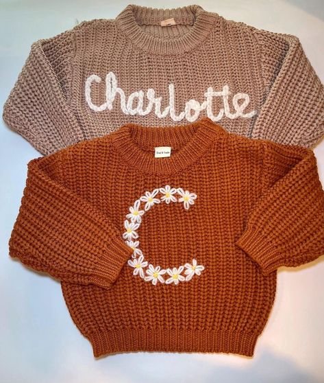 Custom Baby Sweater, Personalized Baby Sweater with Hand Embroidery, Custom Name Sweater, Baby Gift Name Sweater Baby, Embroidery Sweaters, Kids Craft Gifts, Embroidery Custom, Name Sweater, Pull Bebe, Embroidery Sweater, Name Embroidery, Baby Embroidery