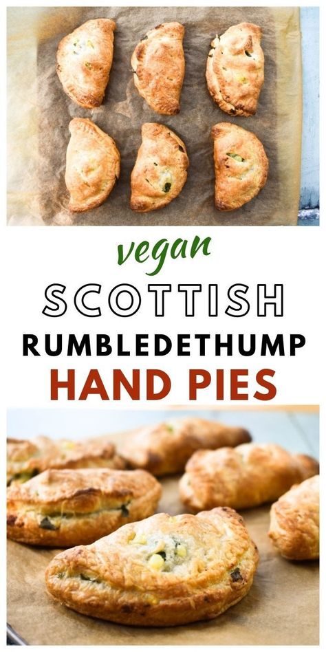 12 Tomatoes Scottish Rumbledethumps, Vegan Pastries Savoury, Hand Pies Vegetarian, English Vegetarian Recipes, Vegan Pie Filling Savoury, Vegan Hobbit Recipes, Vegan Hobbit Food, Scottish Hand Pies, Vegan English Recipes