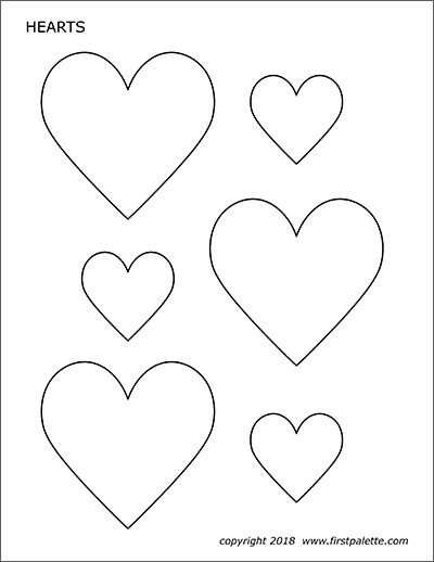 Hearts | Free Printable Templates & Coloring Pages | FirstPalette.com Heart Shapes Template, Printable Heart Template, Free Printable Templates, Heart Stencil, Heart Coloring Pages, Love Coloring Pages, Shape Templates, Heart Printable, 강아지 그림