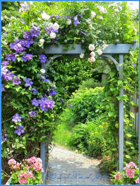 Clematis Arbor, Rose Garden Landscape, Garden Archway, Cottage Garden Design, Garden Arbor, Garden Arches, English Cottage Garden, Garden Aesthetic, Garden Path