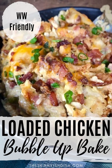 Ww Bubble Up Recipes, Chicken Bubble Up, Comfort Casserole Recipes, Comfort Chicken Recipes, Chicken Bubble Up Bake, Bubble Up Bake, Casserole Recipes For Dinner, Skinnyish Dish, Weight Watchers Casserole