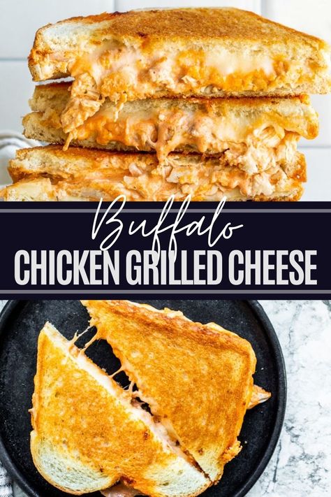 Buffalo Chicken Grilled Cheese Recipes, Food To Cook For Lunch, Buffalo Chicken Dip Grilled Cheese, Buffalo Rotisserie Chicken Recipes, Leftover Chicken Lunch Ideas, Easy Lunches For One, Buffalo Chicken Grilled Cheese Sandwich, Buffalo Grilled Cheese, Buffalo Chicken Lunch Ideas