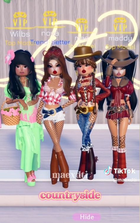 Country Dti Outfit, Country Side Dti Ideas, Cowgirl Dti Outfit, Top Model Dti Outfit Idea, Country Glam Dti Outfit, Dti Country Side Outfit Ideas, Avatar Dti Outfit, Country Glam Outfit Dress To Impress, Dress To Impress Outfits Roblox Game Theme Countryside