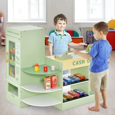 Description: This children's supermarket toy set allows for interactive role play, it has grocery store game set accessories, large storage capacity, quality materials and thoughtful design. It is a fun and educational gift for children that promotes social skills, hand-eye coordination, logical thinking and creative imagination. This stand-up game store also has vending machines to create even more fun. This toy supermarket set is made of safe materials and is harmless to children. The smooth e Kids Grocery Store, Pretend Grocery Store, Pretend Play Grocery Store, Belt Patterns, Banana Juice, Raspberry Juice, Play Grocery Store, Pos Machine, Coconut Juice