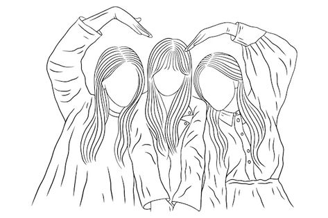 Love Line Art, Girl Best Friend, Friends Sketch, Anime Lineart, Funny Animated Cartoon, Diy Birthday Gifts For Friends, Friend Love, Girl Drawing Sketches, Meaningful Drawings