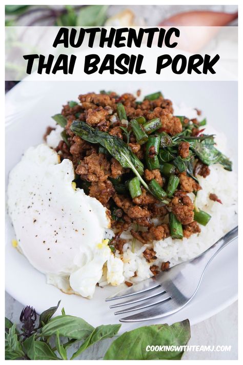 Thai Basil Recipes, Thai Basil Pork, Basil Pork, Pork With Rice, Pad Kra Pao, Pao Recipe, Trip To Thailand, Pad Thai Recipe, Pork Stir Fry