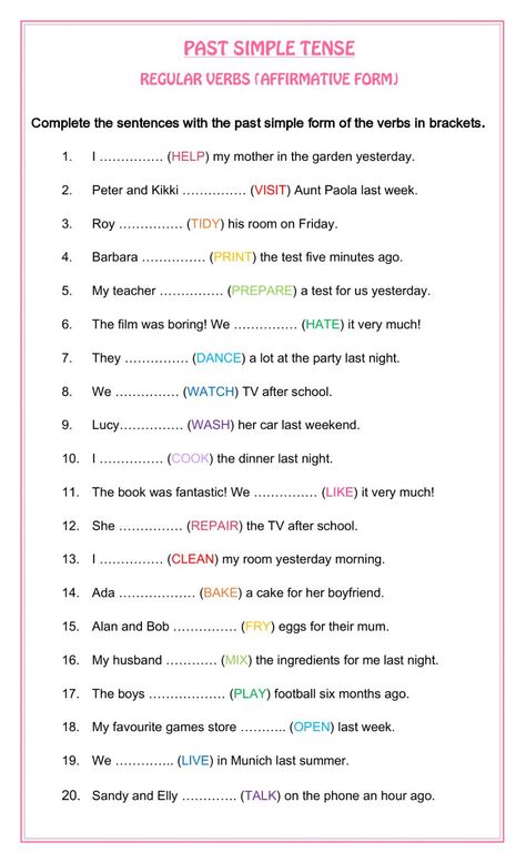 Past tenses online worksheet for 6th year. You can do the exercises online or download the worksheet as pdf. Past Tense Worksheet Regular Verbs, Tenses Of Verbs Worksheet, Simple Past Tense Exercises, Simple Present And Past Tense Worksheet, Simple Past Tense Work Sheets, Verbs Tenses Worksheet, Tenses Worksheet Class 6, Present Simple And Past Simple Worksheet, Past Verbs Worksheets