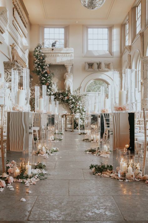 Lydia Elise Millen  Venue styling & floristry by Maison De Fleurs  Winter Wedding 2017  Aynhoe Park Cheap Wedding Reception, Lydia Elise Millen, Aynhoe Park, Winter Wedding Planning, Indoor Ceremony, Venue Decor, Aisle Decor, Wedding Aisle, Wedding Goals