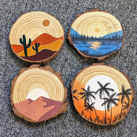 This Acrylic Paintings item by TheArtNookByHannah has 3 favorites from Etsy shoppers. Ships from Mayer, AZ. Listed on Aug 22, 2024 Slice Wood Art, Wood Round Coasters, Circular Wood Painting, Wood Disc Painting, Mini Wood Slice Painting, Fun Things To Paint Easy, Wood Round Art, Log Slice Painting, Painting On Wood Slices Ideas