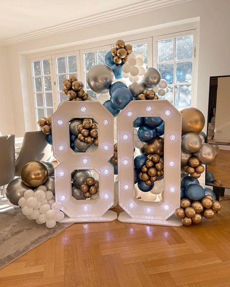 Table Decor 80th Birthday, 80the Birthday Party, Colors For 80th Birthday Party, 80th Birthday Balloon Arch, 80 Th Bday Party Ideas, 80tb Birthday Ideas, 80th Surprise Birthday Party Ideas, 85 Birthday Party Ideas For Dad, 80 Birthday Decoration Ideas