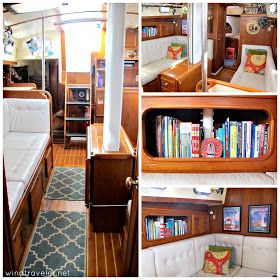 Windtraveler: Our Boat Interior: A Photo Tour Boat Interior Design, Boat House Interior, Sailboat Interior, Boat Interiors, Sailboat Living, Tiny House Blog, Living On A Boat, Build Your Own Boat, Boat Decor