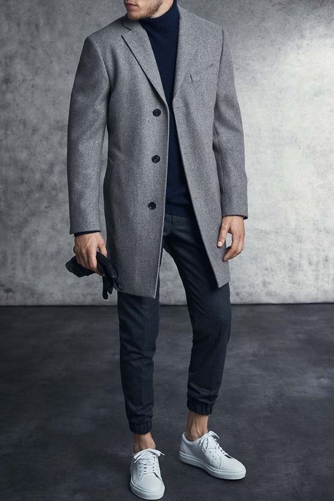 Charcoal Overcoat Men, Grey Overcoat Men Outfit, Grey Coat Outfit Men, Grey Coat Men, Masculine Contemporary, Outfit Navidad, Men's Overcoat, Grey Coat Outfit, Business Casuals