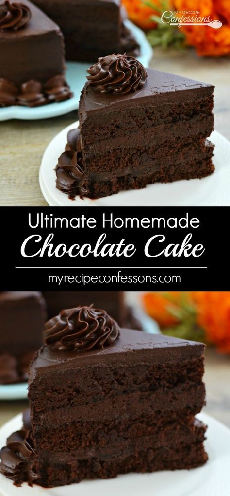 Ultimate Homemade Chocolate Cake Not Too Sweet Chocolate Cake, Cold Chocolate Cake, Killer Cake Recipe, Chocolate Spoon Cake, Cake Flour Chocolate Cake, Chocolate Cake Recipe Birthday, Homemade Birthday Cake Chocolate, The Ultimate Chocolate Cake, Most Chocolate Cake Ever