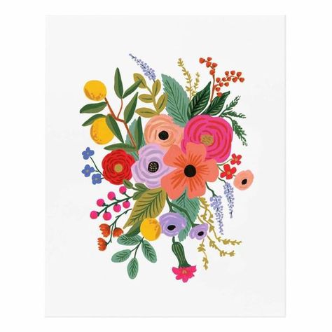 Rifle Paper Co.-Rifle Paper Co. - Garden Party Art Print - Orange/Red/Purple Illustration Blume, Cat Air, Everyday Art, Gouache Art, Plant Drawing, Pottery Barn Teen, Party Prints, Gouache Painting, Unframed Art