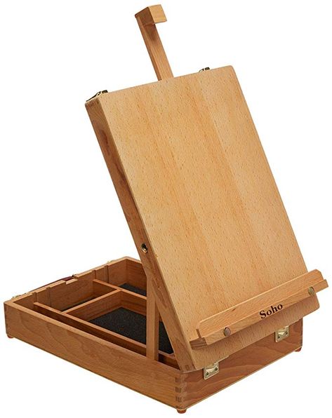 Soho Urban Artist Sketch Box and Table Artist Easel - All Media Table Easel and Sketch Box with 5 Compartments For Storage - Oiled Beechwood Desk Easel, Artist Table, Storage For Tools, Painting Desk, Architects Desk, Sketch Box, Table Easel, Art Supplies Storage, Art Studio Organization