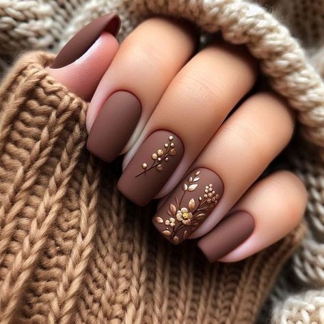 Like this nails design? Click and buy me a coffee ❤️ Square Nail Designs Autumn, Short Fall Design Nails, Brown Fall Nail Ideas, Brown Classy Nails, Fall Nails With Pink, Fall Flowers Nails, Coffee Inspired Nails, Fall Nail Looks, Short Gel Nail Designs Fall