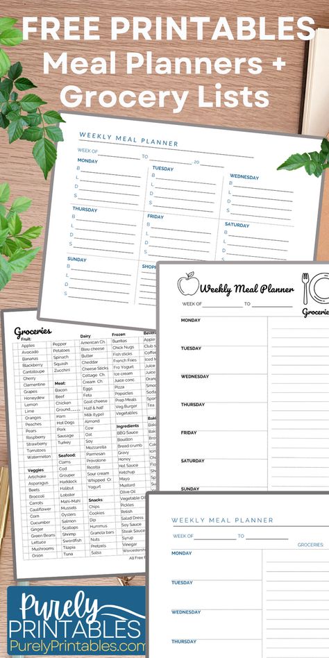 Free meal planner templates and grocery lists Weekly Planner Ideas Organizing Meal Planning, Weekly Meal Planner Printable Free Menu Planning, Meal Prep Sheets Free Printable, Meal Planning Menus Free Printable, Meal Plan Planner, Master Grocery List Printable Free, Printable Meal Planner Weekly Free, Meal Planning Free Printable, Grocery List Free Printable