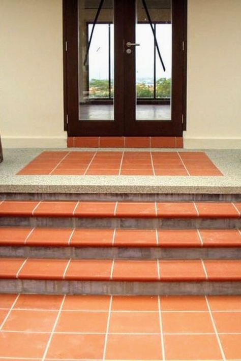 Home Tiles Design, Spanish Floor Tile, Outdoor Tile Patio, Cornice Design, Stairs Design Interior, Brick Paving, Small Balcony Design, Tile Stairs, Interior Tiles