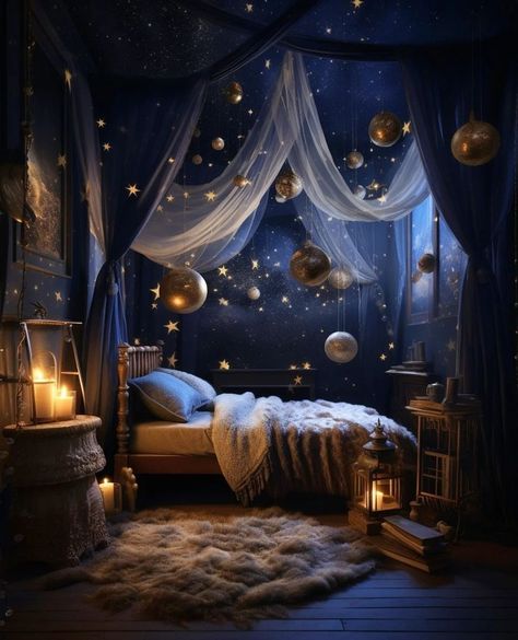 Celestial Room, Dream Bedroom Inspiration, Fantasy Rooms, Childrens Bedroom, Home Decor Ideas Living Room, Cute Bedroom Decor, Bedroom Wall Decor, Home Design Ideas, Dream Room Inspiration