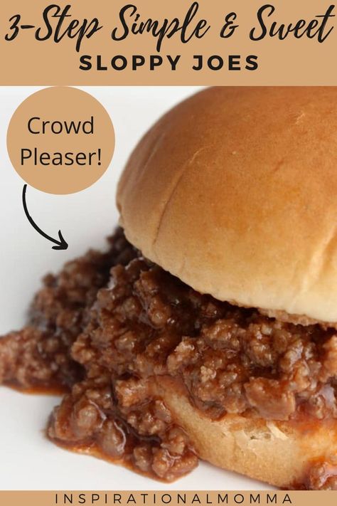 These Simple & Sweet Sloppy Joes will be the main attraction at your next party. With the perfect combination of ingredients, you will be blown away at how delicious these simple sandwiches are! #3-step #simple&sweet #sloppyjoes #loadedwithflavor #crowdpleaser #inspirationalmomma Sweet Sloppy Joe Recipe, Sweet Sloppy Joes, Sloppy Joe Recipe Easy, Sloppy Joes Easy, Sloppy Joe Recipe, Sloppy Joe Sauce, Hamburger Dishes, Homemade Sloppy Joes, Appetizer Sandwiches