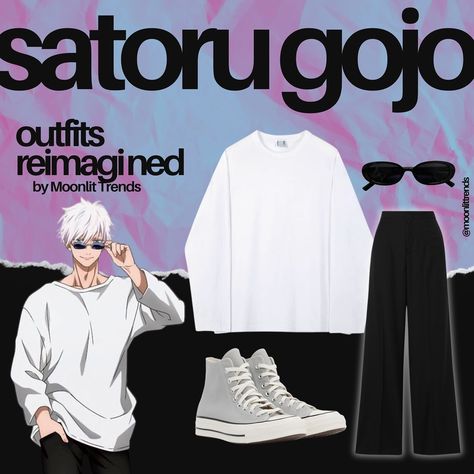 Outfits Reimagined | Satoru Gojo I am OBSESSED with him y’all. He’s so COOL. So here’s some andro outfits for Gojo. Sunglasses by Rose Dipped London on Etsy #outfits #outfitsideas #fashion #fashionstyle #fashionblogger #style #styleblogger #styleinspiration #styleinspo #gojo #gojosatoru #satorugojo #jujutsukaisen Gojo Inspired Outfit, Gojo Satoru Outfit, Gojo Sunglasses, Gojo Style, Andro Outfits, Etsy Outfits, Obsessed With Him, So Cool, Fashion Blogger