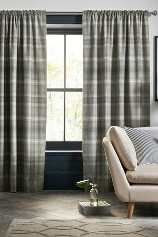 Cosy Check Eyelet Lined Curtains Hall Ways Ideas, Check Curtains, Stylish Curtains, Grey Curtains, Custom Kitchen Cabinets, Custom Drapes, Thermal Curtains, Pencil Pleat, Lined Curtains