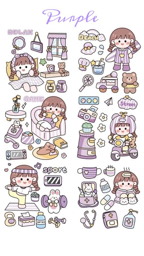 Korean Stickers Aesthetic, Kawaii Korean Stickers Printable, Korean Stickers Printable, Kawaii Stickers Printable, Free Printable Planner Stickers Kawaii, Idea Sticker, Friend Art, Hat Cake, Drawing Ideas List