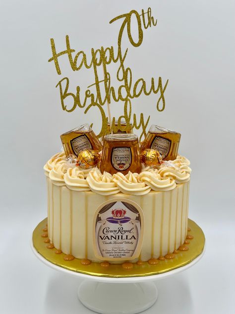 crown royal cake Crown Royal Cake, Crown Royal Vanilla, Chic Cupcakes, Cottage Bakery, Custom Sugar Cookies, Salted Caramel Cake, Crown Cake, Custom Cupcakes, Diy Cookie