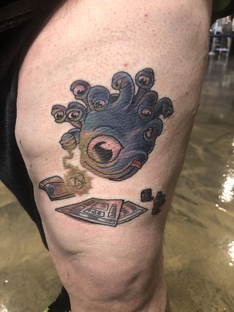 Bananafish Tattoo, Beholder Tattoo, Dnd Tattoo Ideas, Dnd Tattoos, Dnd Tattoo, D Tattoo, Zodiac Tattoos, R Tattoo, Tattoo Parlors