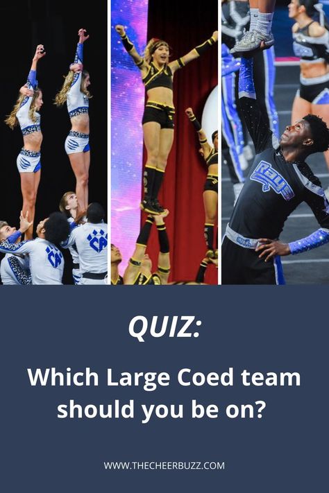 Find out which Large Coed cheerleading team you should be on! Do you belong on Cheer Athletics Cheetahs, Top Gun Large Coed or Stingray Allstars Steel? https://www.thecheerbuzz.com/do-you-belong-on-cheetahs-steel-or-tglc/ Cheer Athletics Cheetahs, Stingray Allstars, Allstar Cheerleading, Cheerleading Team, Cheer Athletics, All Star Cheer, What Team, Cheer Outfits, Cheer Team