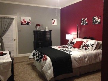 Maroon Bedroom, Affordable Bedroom Furniture, Affordable Bedroom, Accent Wall Bedroom, Bedroom Red, Bedroom Color, Bedroom Black, Red Rooms, Bedroom Color Schemes