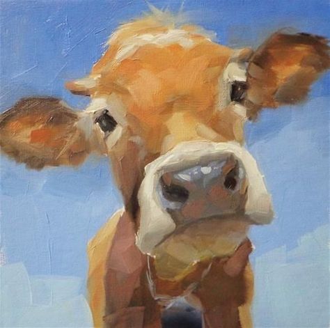 White Cow Art, Cow Painting Aesthetic, Cows Painting Acrylic, Painting A Cow, Cow Close Up, Animal Close Up Art, Cool Animal Paintings, Cool Small Paintings, Cow Pictures Drawing