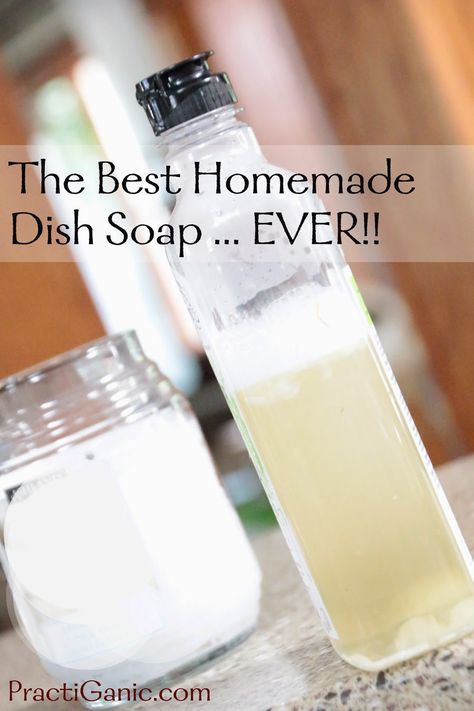 Best Homemade Dish Soap EVER! | PractiGanic: Vegetarian Recipes and Organic Living Home Made Dish Soap, Homemade Essentials, Homemade Dish Soap, Herbal Diy, Homemade Lotions, Natural Dish Soap, Diy Dish Soap, Kitchen Diys, 2023 Recipes