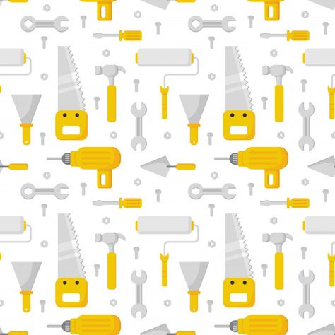 Tools Wallpaper, Scrapbook Wallpaper, Construction Repair, Paper Boy, Stationary Paper, Food Illustration Art, Repeat Prints, Work Tools, Digital Scrapbook Paper