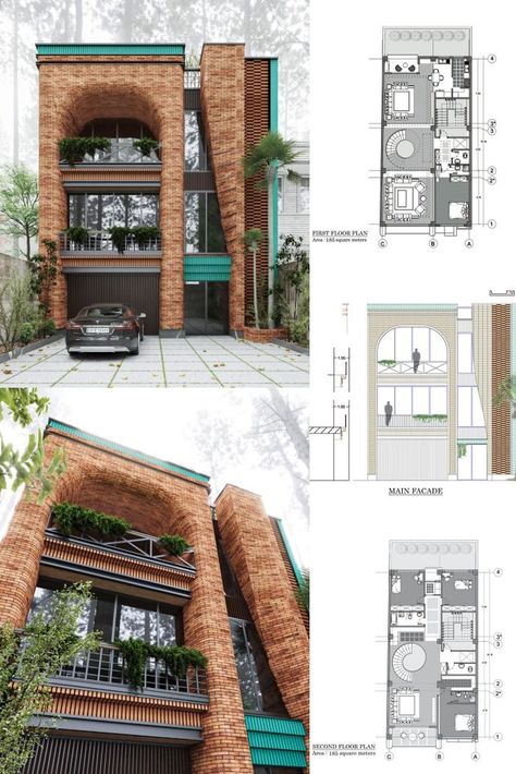 The Brick House project is an attempt to restore traditional Iranian values. By combining cultural values ​​and modern architecture, the Iranian architecture firm IVAN Architects led by Sara and Soode Nemati presented a duplex house with a modern Iranian urban life approach in Golestan, Iran. #architecture #house #fashion #decor #diy #homedecor #amazingarchitecture #interiordesign #contemporanyhome #modern #residence #designer Post Modern Exterior Design, Iran House Architecture, Traditional Elevation Designs For House, Residence Plan Architecture Design, Post Modern Architecture House, Residence Design Architecture, Brick Residential Architecture, New Traditional Architecture, Traditional Iranian Architecture