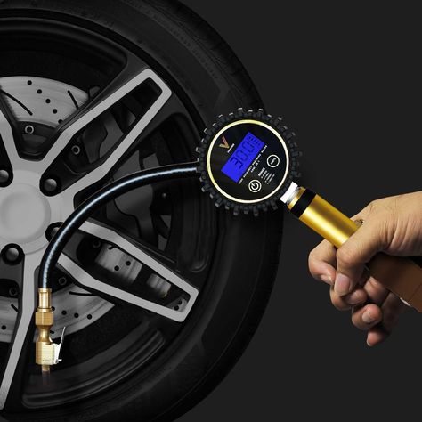 Digital Tire Inflator / Pressure Gauge 200 PSI  Car Tire Inflator #CarAccessoriesIdeas Tire Pressure Gauge, Tire Inflator, Pressure Gauge, Accessories Ideas, Air Pressure, Truck Tyres, Tires, Car Tires, Car Accessories