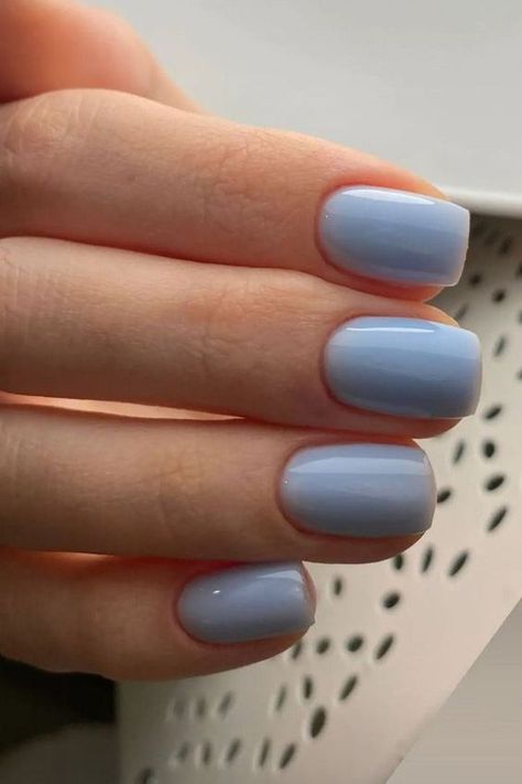 25+ Baby Blue Nail Ideas - the gray details Periwinkle Nails, Blue Wedding Nails, Blue Nail Ideas, Blue Gel Nails, Baby Blue Nails, Milky Nails, Simple Gel Nails, Basic Nails, Blue Nail