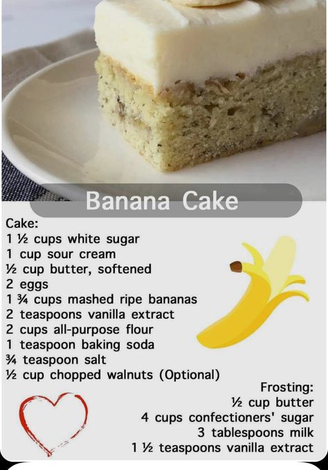 Banana Pudding Cake Recipe, Easy Banana Cake Recipe, Banana Cake Recipe Easy, Banana Cakes, Banana Treats, Banana Dessert Recipes, Banana Cake Recipe, Banana Dessert, Sheet Cakes